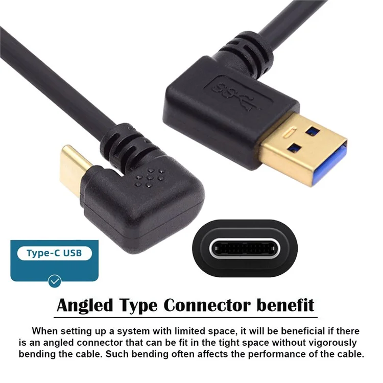 UC-101-LE 0.3m 5Gbps USB3.0 Type-A to Type-C Opposite U Shape 90-degree Left Angled Cable