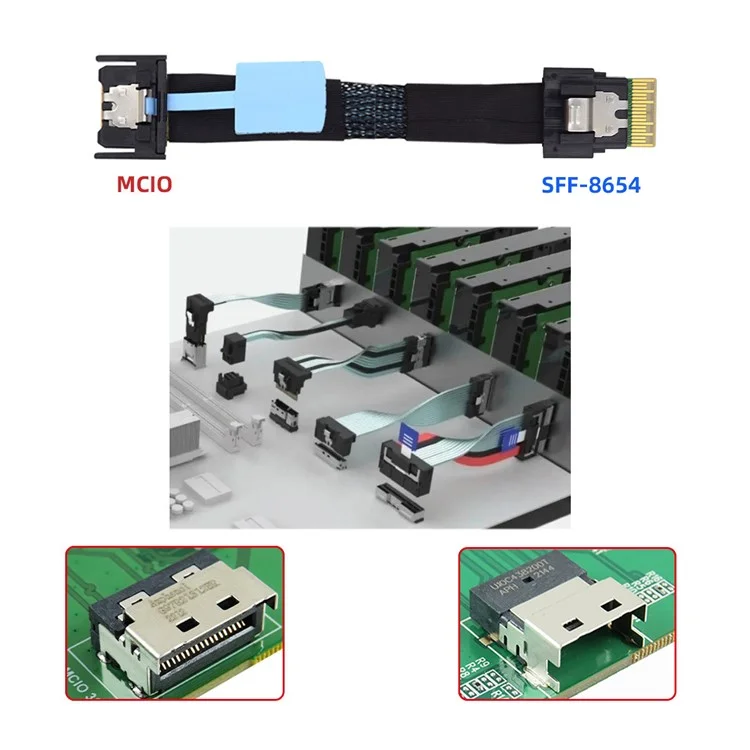 SF-078 50cm MCIO PCI-E 4i 38pin Mâle à SFF-8654 Slimline 4x Cordon de Câble Adaptateur