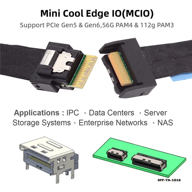 SF-078 50cm MCIO PCI-E 4i 38Pin Male to SFF-8654 Slimline 4X Adapter Cable Cord