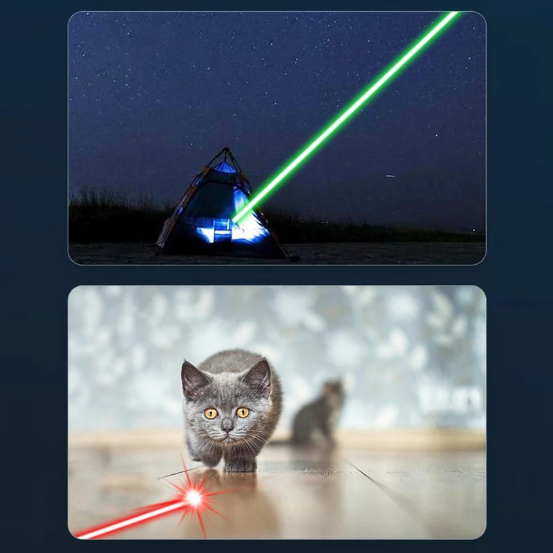 L1003 Outdoor Adventures Laser Pointer Cat Dog Chaser Tease Laser Pen - Green Light / Grey