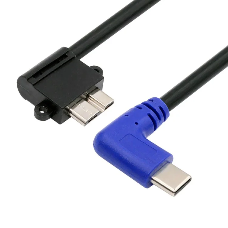 UC-166 Cabo USB-C Macho para Micro-B USB3.0 Macho com Ângulo Reto de 90 Graus de 30cm para Câmera Industrial