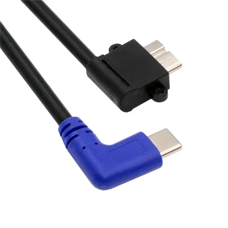UC-166 Cabo USB-C Macho para Micro-B USB3.0 Macho com Ângulo Reto de 90 Graus de 30cm para Câmera Industrial