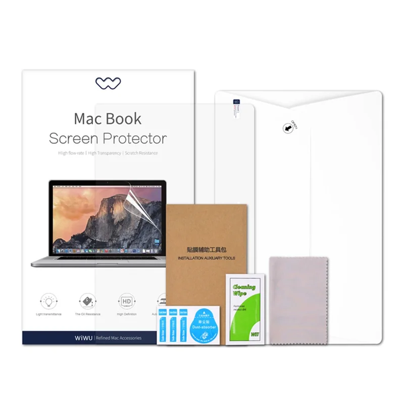 WIWU 2 Unidades/Embalagem de Proteção Total Anti-risco HD Transparente em PET para MacBook Pro 16 polegadas (2024) M4 A3403 / A3186 / (2023) M3 A2991 / M2 A2780 / (2021)
