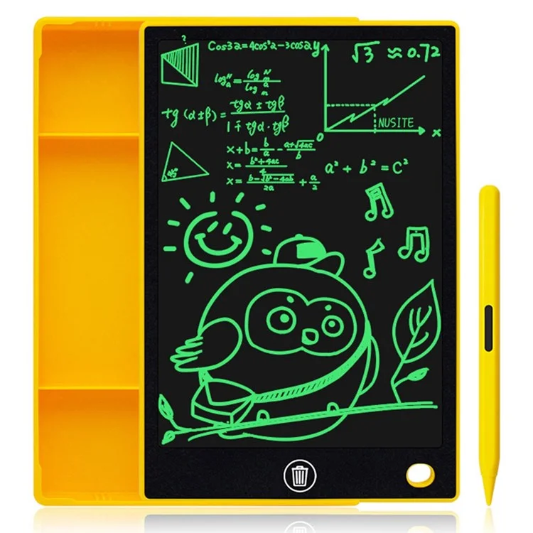 08511 Tablette graphique LCD pour dessin 9,5 pouces Jouet de peinture et d'écriture pour enfants avec boîte de rangement - Jaune