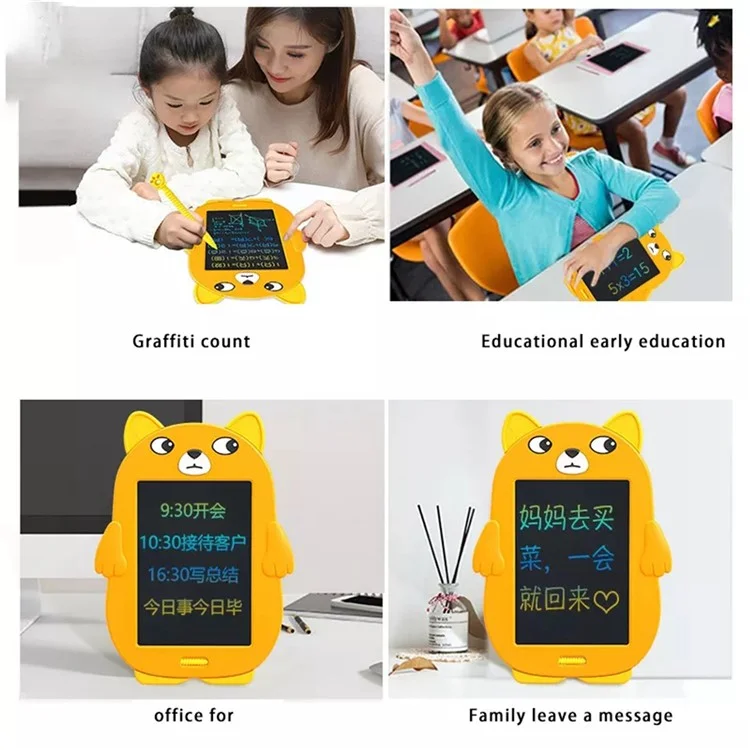 Cartoon Dog Shaped Children Doodle 8.5-Inch LCD Drawing Pad Toddler Writing Tablet Handwriting Board with Lock Function One-click Erase