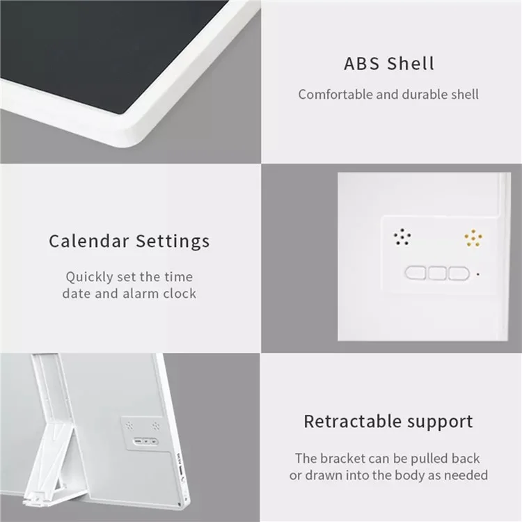 10-Inch LCD Writing Tablet Doodle Board Electronic Desktop Calendar Clock Reminder Office Memo Board with Week / Date / Year / Humidity / Temperature Display Function