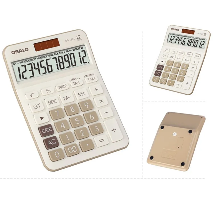 OSALO OS-130T Solar Power Large Screen ABS Desktop Calculator 12 Digit Financial Accounting Calculator - Green