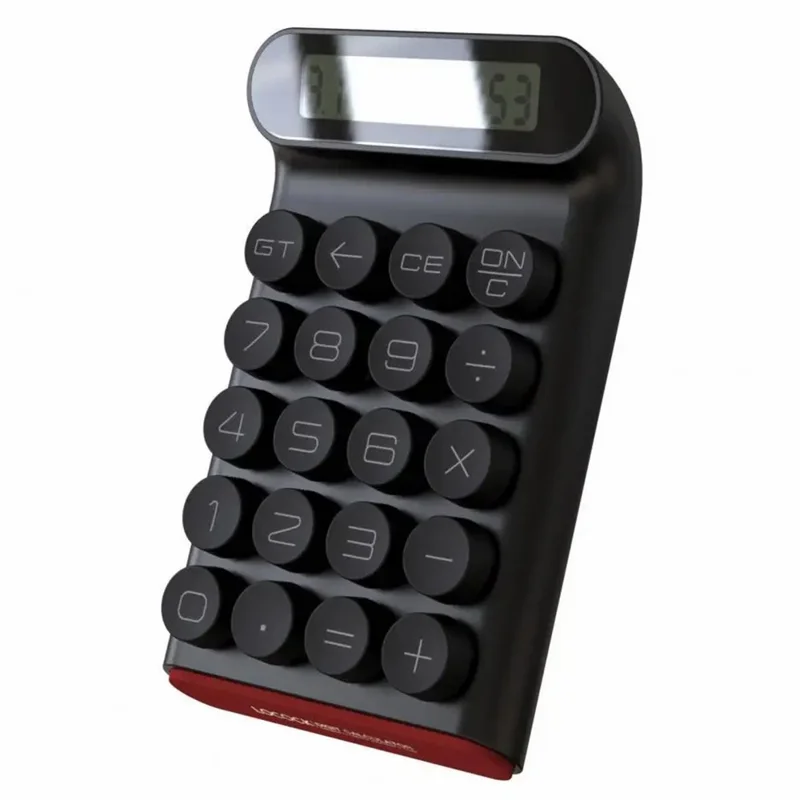 LOCOCK JS01 آلة حاسبة ميكانيكية بشاشة عرض LCD مقاومة للانزلاق و10 أرقام للعمل المكتبي - أسود