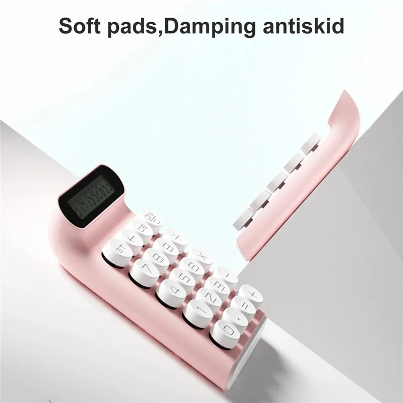 LOCOCK JS01 آلة حاسبة ميكانيكية بشاشة عرض LCD مقاومة للانزلاق و10 أرقام للعمل المكتبي - أسود