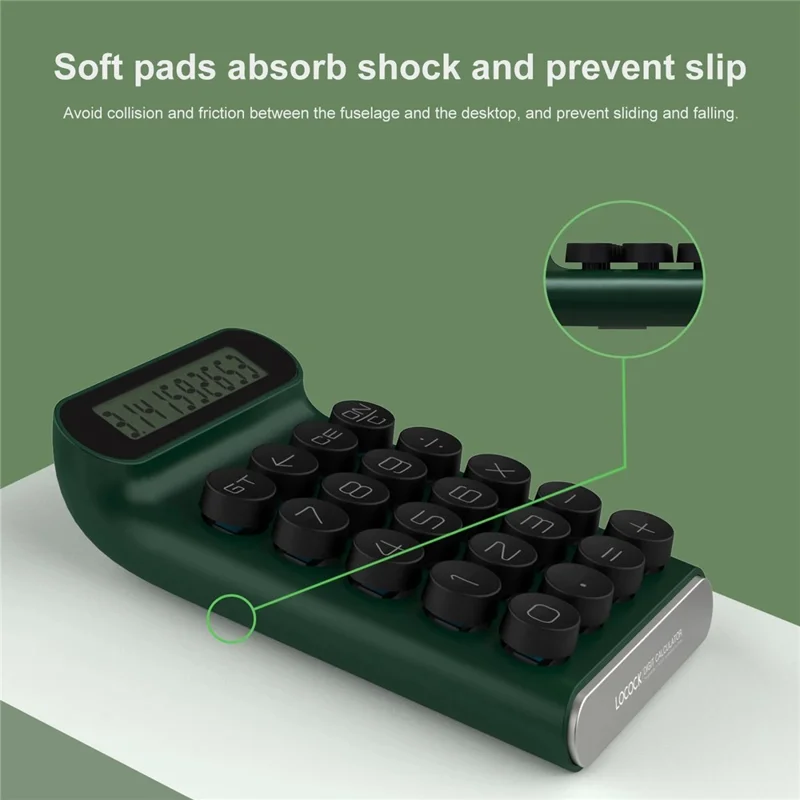 LOCOCK JS01 آلة حاسبة ميكانيكية بشاشة عرض LCD مقاومة للانزلاق و10 أرقام للعمل المكتبي - أسود