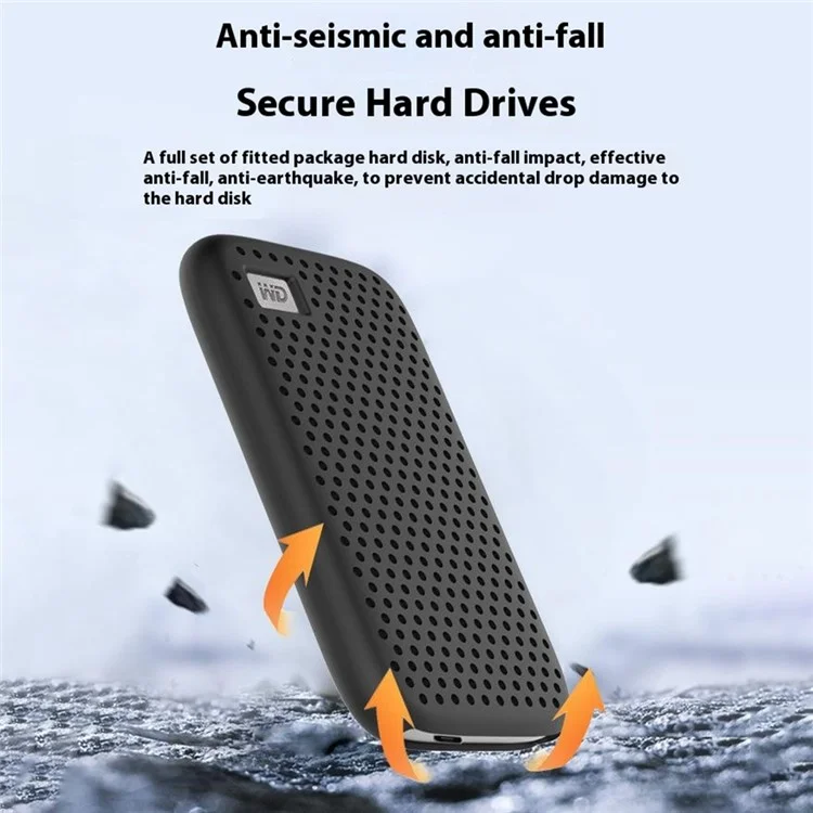 Para Western Digital My Passport SSD Silicone Case Heat Dissipation Anti-Drop Protective Cover - Black