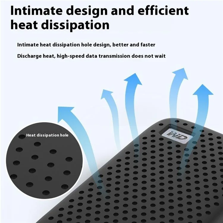 Para Western Digital My Passport SSD Silicone Case Heat Dissipation Anti-Drop Protective Cover - Black
