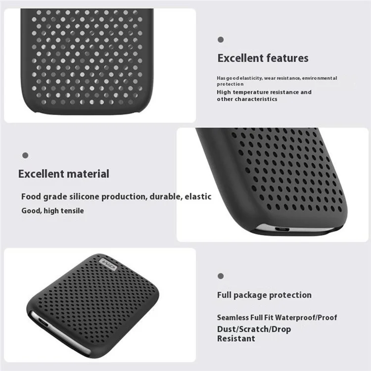 Para Western Digital My Passport SSD Silicone Case Heat Dissipation Anti-Drop Protective Cover - Black