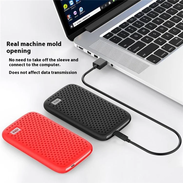 Para Western Digital My Passport SSD Silicone Case Heat Dissipation Anti-Drop Protective Cover - Black