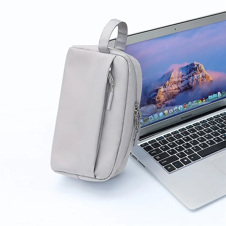 SM19 Electronic Organizer Travel Accessories Bag Waterproof for Power Bank Charging Cords, Size L - Grey