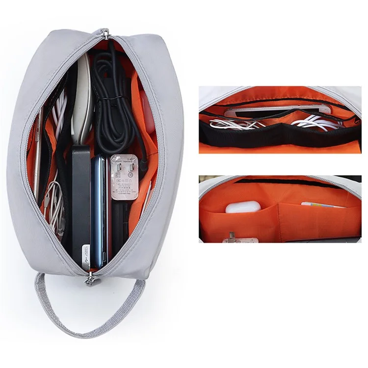 SM19 Electronic Organizer Travel Accessories Bag Waterproof for Power Bank Charging Cords, Size L - Grey
