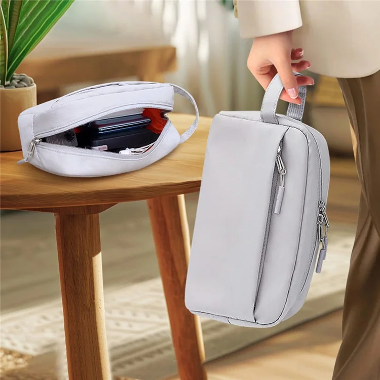 SM19 Electronic Organizer Travel Accessories Bag Waterproof for Power Bank Charging Cords, Size L - Grey