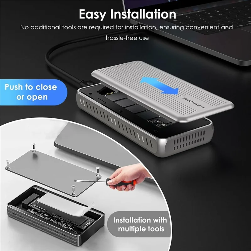 WAVLINK ST401C For MacBook / Mac Mini M4 M3 M2 M1 40Gbps M.2 NVMe SSD Enclosure