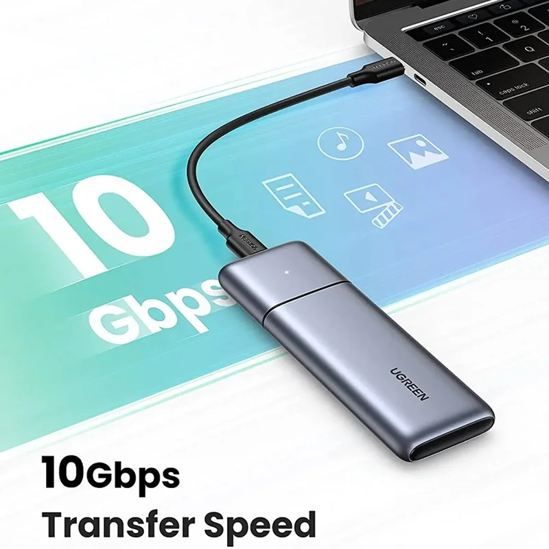 UGREEN 25355 M.2 NVME SATA SSD Enclosure USB C 3.1 Gen 2 10Gbps Storage Module for M Key  /  B&M Key