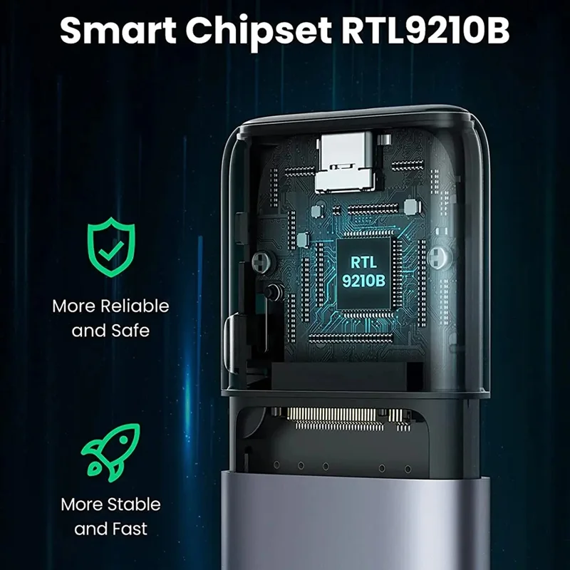 UGREEN 25355 M.2 NVME SATA SSD Enclosure USB C 3.1 Gen 2 10Gbps Storage Module for M Key  /  B&M Key