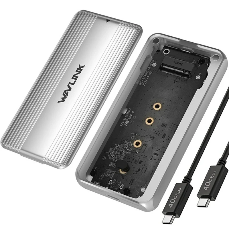 WAVLINK ST406C M.2 NVMe SSD Enclosure USB4 40Gbps Aluminum Alloy Hard Drive Case Support 2280  /  2260  /  2242  /  2230