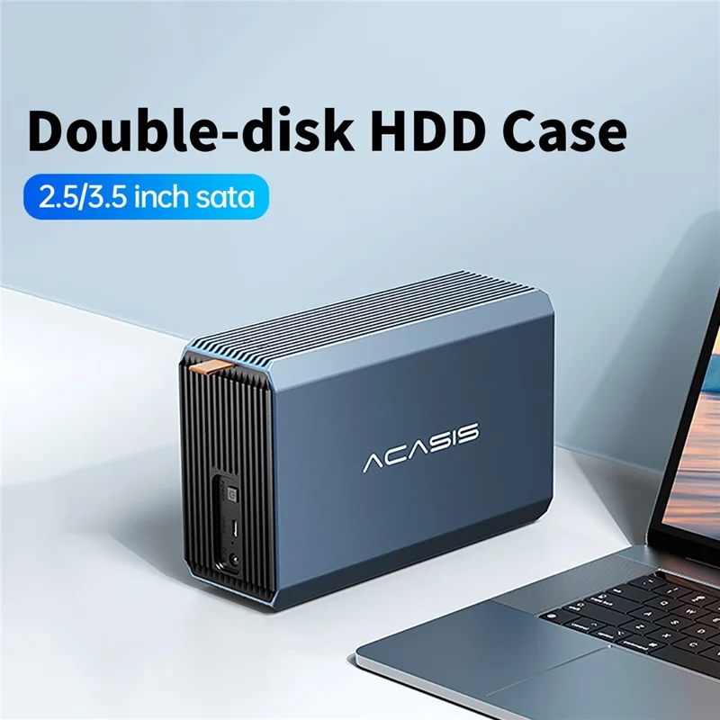ACASIS EC-7352 Dual Bay Hard Drive Enclosure USB 3.0 External RAID Enclosure for 2.5 / 3.5 Inch SATA HDD SSD Up to 48TB - AU Plug