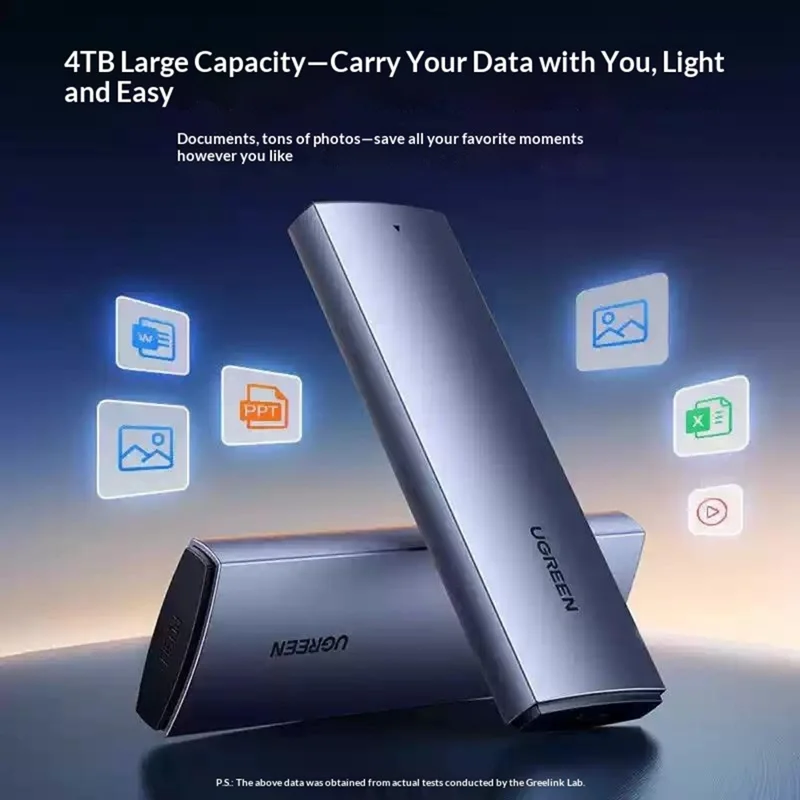 UGREEN CM578 Корпус для M.2 NVMe / SATA, двухпротокольный, 10 Гбит/с, USB-C 3.2 поколения 2, поддержка до 8 ТБ