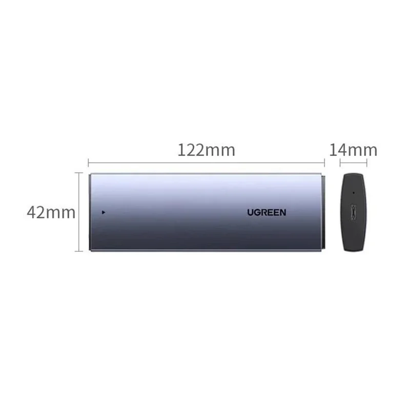 UGREEN CM578 Корпус для M.2 NVMe / SATA, двухпротокольный, 10 Гбит/с, USB-C 3.2 поколения 2, поддержка до 8 ТБ