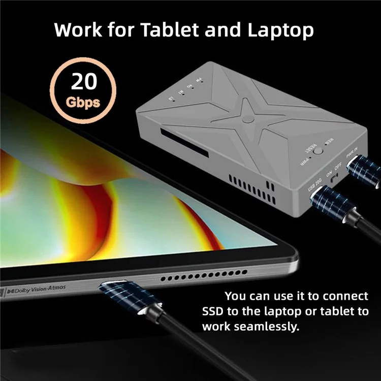 UC-031 Dual NVME M.2 NGFF M-Key a USB-C Type-C Raid0 Raid1 JOBD Big Enclosure 20Gbps con Ventilador Raid0 Hyper Adapter