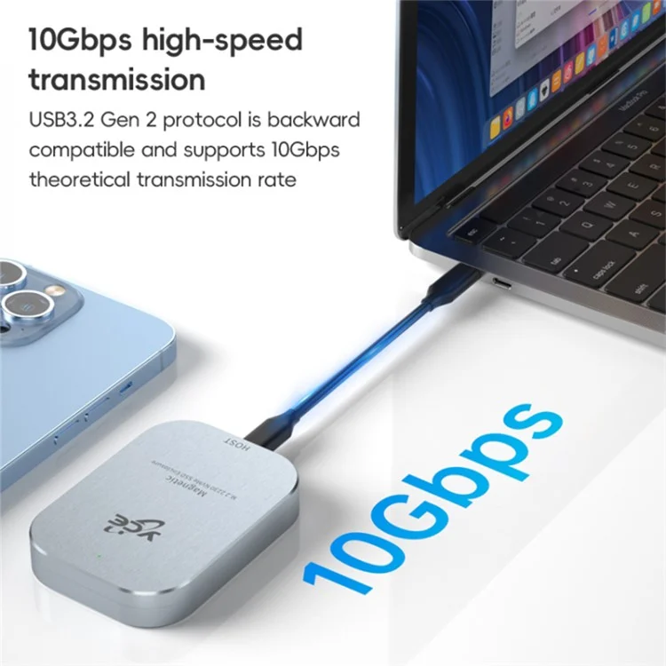 Boîtier de disque dur magnétique V195B 10 Gb/s NVME / 2230 / M.2 pour téléphone portable de type C et ordinateur portable