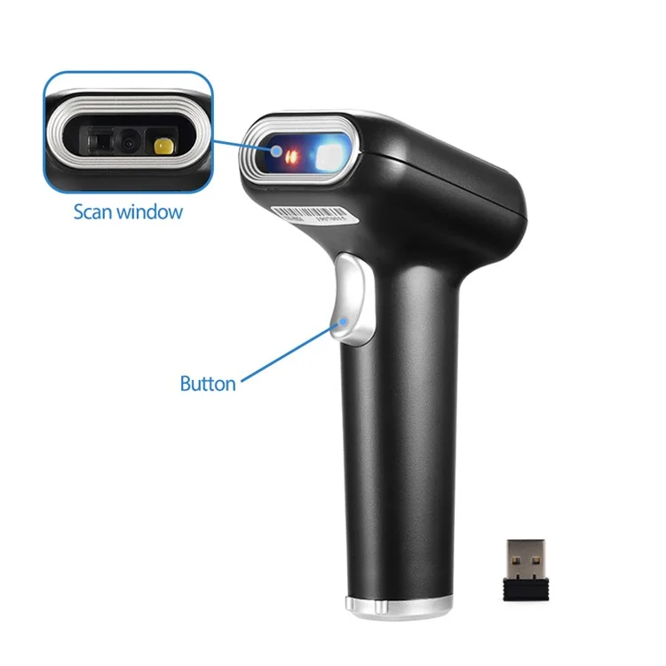 Leitor de código de barras sem fio WHS26 2.4G, manual de mão