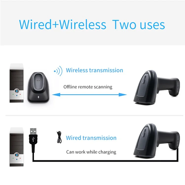 WHS23-M Lecteur de codes barres et QR sans fil 2.4G à main
