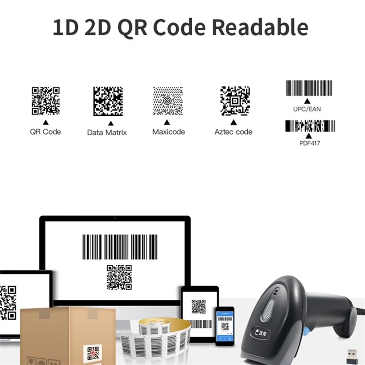 Lecteur de code-barres et QR code sans fil Bluetooth 2,4 GHz BWM930