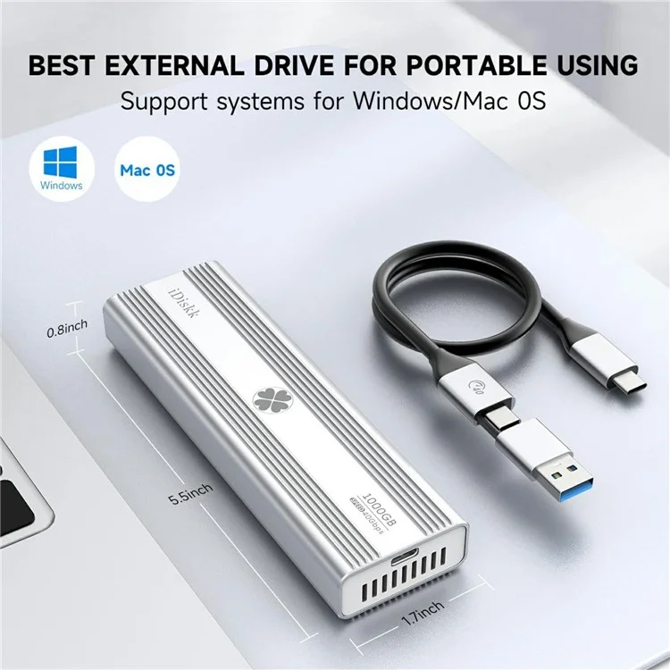 IDISKK 40Gbps M.2 Nvme SSD Enclosure USB-C External SSD Case with Built-In Fan, Read Speed: 3000MB / s (Without Memory)