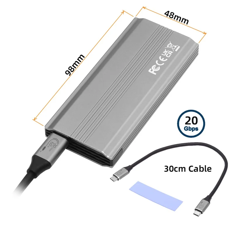 UC-145-20G RTL9220 Type-C USB3.2 USB4 20Gbps to M-Key M.2 NGFF NVME SATA SSD PCBA Enclosure