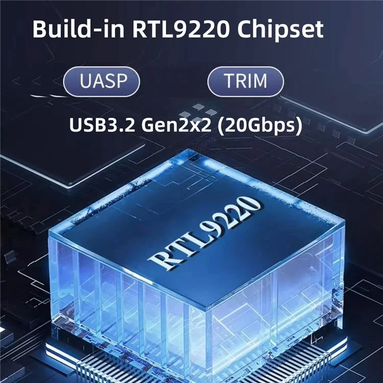 UC-145-20G RTL9220 Type-C USB3.2 USB4 20Gbps to M-Key M.2 NGFF NVME SATA SSD PCBA Enclosure