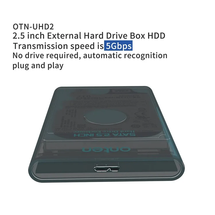 ONTEN UHD2 Внешний корпус для жесткого диска 2,5 дюйма, подключи и используй, USB 3.0, скорость передачи до 5 Гбит/с