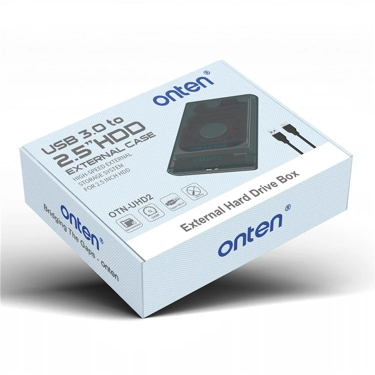 ONTEN UHD2 Внешний корпус для жесткого диска 2,5 дюйма, подключи и используй, USB 3.0, скорость передачи до 5 Гбит/с