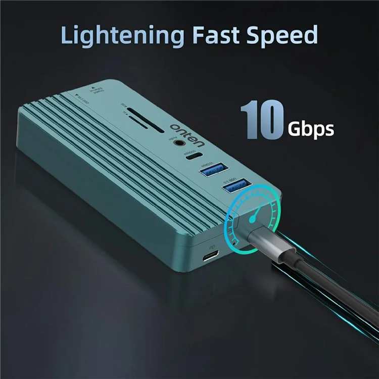 ONTEN OTN-UC966 10 in 1 USB-C Hub M.2 SSD Enclosure 10Gbps High-Speed Data Transfer Docking Station