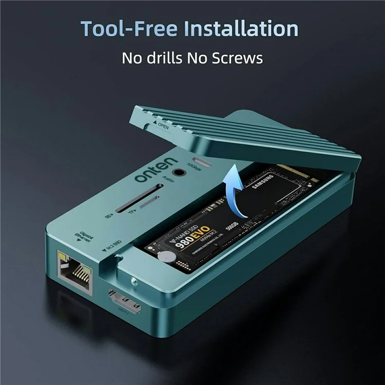 ONTEN OTN-UC966 10 in 1 USB-C Hub M.2 SSD Enclosure 10Gbps High-Speed Data Transfer Docking Station