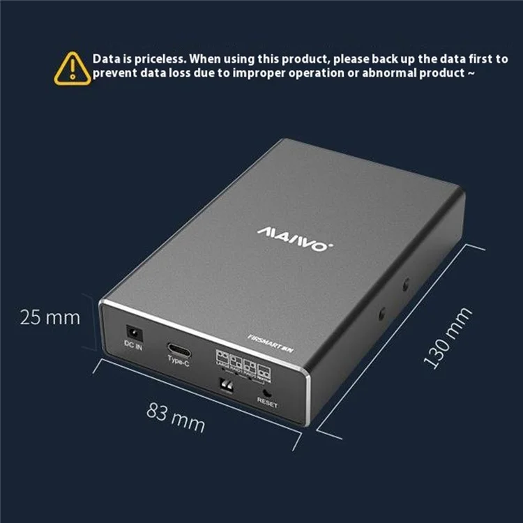 MAIWO K25272C 2.5 Inch Dual Bay External Hard Drive Enclosure RAID Array Box Type C 3.1 SSD Enclosure