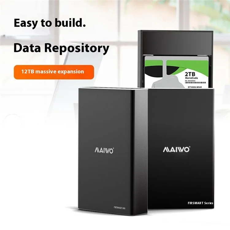 MAIWO K25272C 2.5 Inch Dual Bay External Hard Drive Enclosure RAID Array Box Type C 3.1 SSD Enclosure
