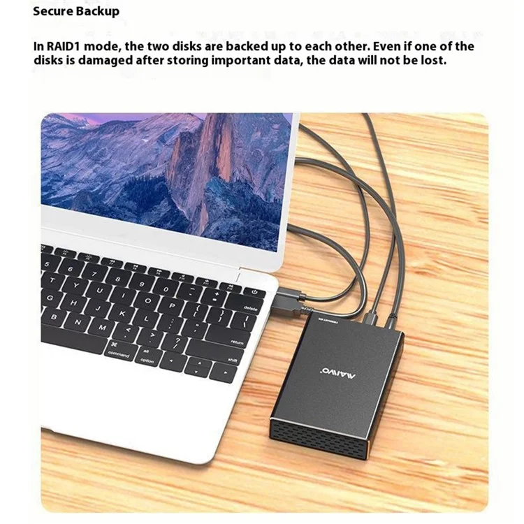 MAIWO K25272C 2.5 Inch Dual Bay External Hard Drive Enclosure RAID Array Box Type C 3.1 SSD Enclosure