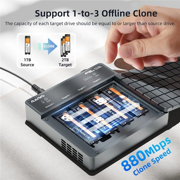 MAIWO K2024P USB 4.0 M.2 Nvme SSD Hard Drive Duplicator 40Gbps Transfer Speed Offline Clone Docking Station - EU Plug