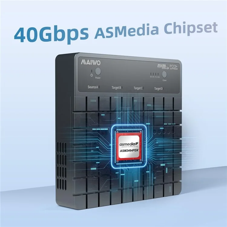 MAIWO K2024P USB 4.0 M.2 Nvme SSD Hard Drive Duplicator 40Gbps Transfer Speed Offline Clone Docking Station - EU Plug