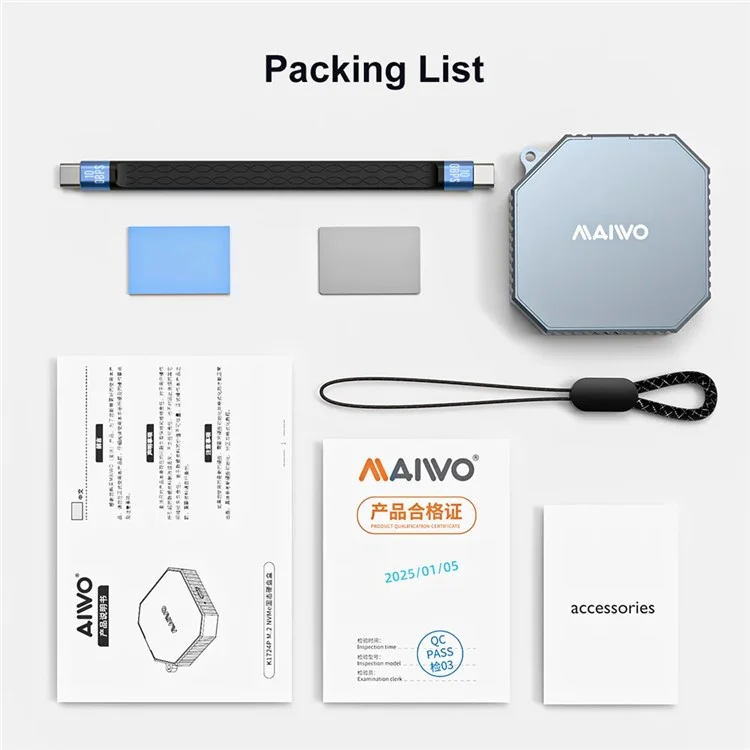 MAIWO K1724P Magnetic External SSD Enclosure for Steam Deck  /  PS5  /  Xbox M.2 Nvme 2230 SSD Case