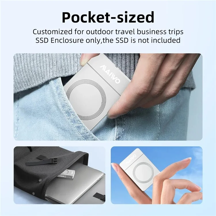 MAIWO K1728P2 M.2 NVME SSD External Enclosure Portable Type C 10Gbps PTZ Camera Hard Drive Case