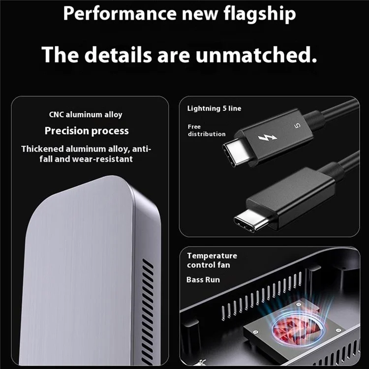 Thunderbolt 5 SSD Enclosure 80Gbps JHL9480 Compatible with Thunderbolt 4 / 3 USB4 External Drive