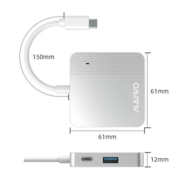 MAIWO KH1702 Hub USB-C 5 in 1 con Porta USB 3.2 Gen2 e Carica Rapida PD 100W Adattatore Dock di Espansione HD