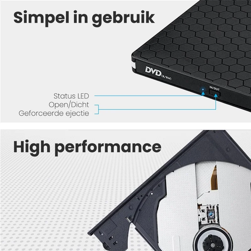 BT686 Ekstern DVD-drev USB 3.0 / Type-C Bærbar optisk drev / CD-brænder til stationær computer / bærbar computer